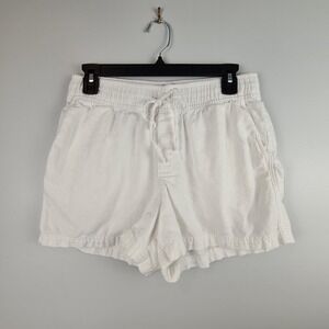 OLD NAVY Women's Shorts Linen Blend Pull On Drawstring White‎ Pockets Size Small